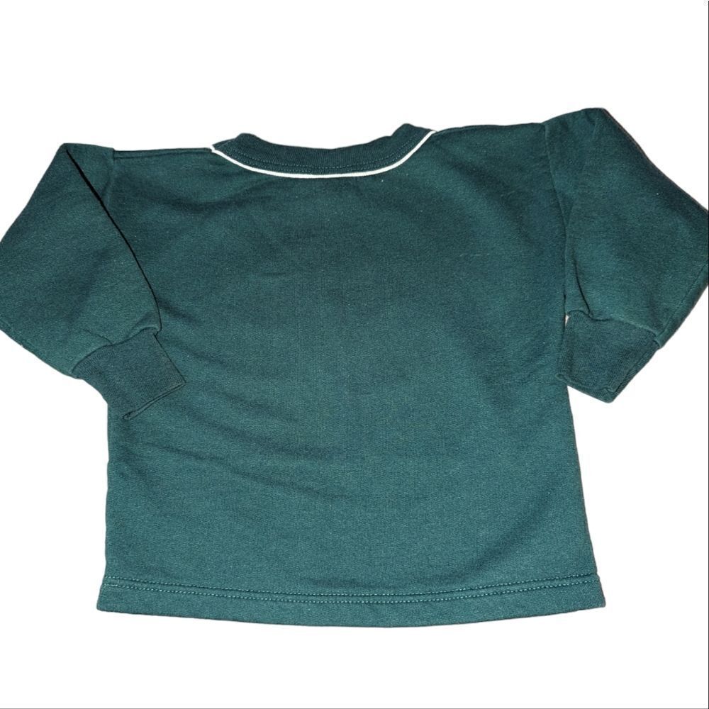 Vintage green & gray holiday Christmas Santa &‎ snowman sweatshirt - Picture 4 of 5